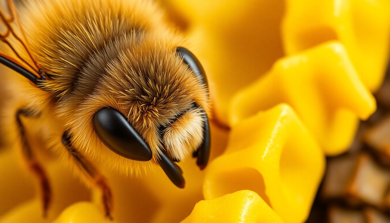 A healthy honey bee on comb